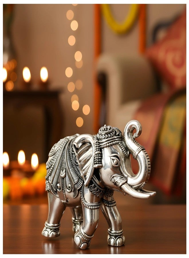 Dev Aastha 999 Pure Silver Plated Elephant Murti Pack of 2 | 3 Inch Vastu & Good Luck Showpiece for Temple, Puja Room & Living Room Decor | Perfect Religious Gift Item. - Image 1